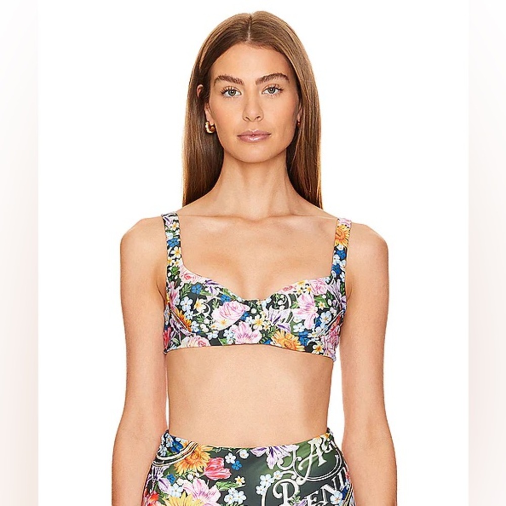NWT AGUA BENDITA Balena Dreamin Bikini Top In Pink Floral Multi Sz S - Picture 1 of 12